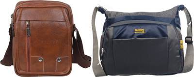Blowzy Tan, Grey Sling Bag Cross Body Travel Office Business Messenger One Side Men & Women Sling Bag(Pack of 2)