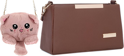 Nappmall Brown, Pink Sling Bag Stylish Latest sling bag for women latest Ladies purse(Pack of 2)