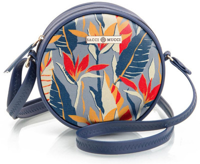 house of common Blue Shoulder Bag Round Sling Bag, Printed Sling Bag, Women Sling Bag-Exotic Jungle