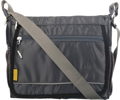 GOOD FRIENDS Grey Messenger Bag Nylon Sling Cross Body Travel Office Business Messenger one Side Shoulder Bag