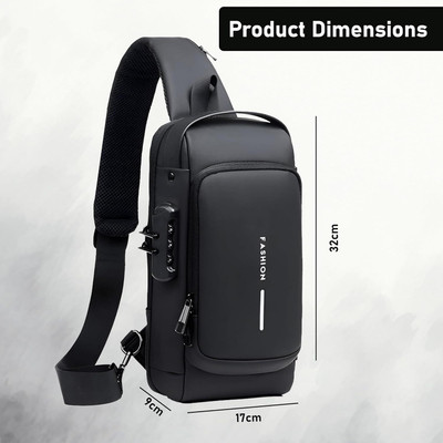 LIFE INDIA New Sling Bag Anti-Theft USB Crossbody Backpack Waterproof Chest Shoulder Bag 15 L Backpack(Black)