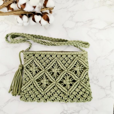 Mpire Green Hobo Women Macramé Shoulder Bag