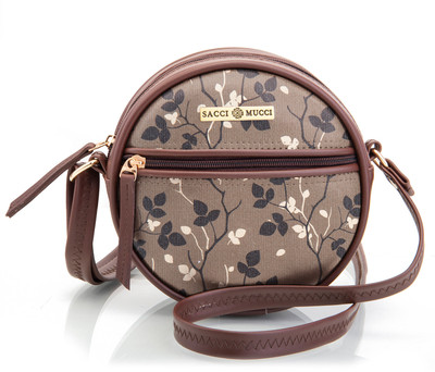house of common Brown Shoulder Bag Women's Handcrafted in Vegan Leather and Cotton Shouder Bag- Floral Tree Twig
