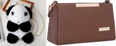 Nappmall Brown, White, Black Sling Bag Stylish Latest sling bag for women latest Ladies purse(Pack of 2)