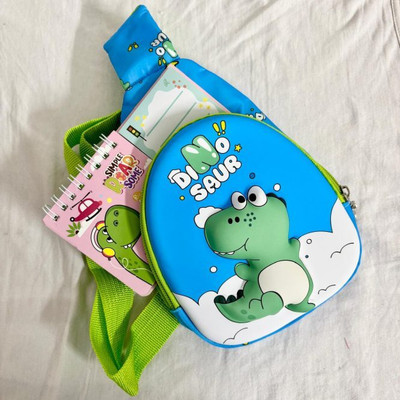 Shukrana Hub Blue Sling Bag Dino Kids 3D EVA Sling Bag Lightweight Crossbody with Adjustable Strap Mini Bag