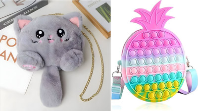 Nappmall Grey, Beige Sling Bag Women Shoulder Bag Cute Soft & Fluffy Teddy Bear Sling Bag | Side Bags(Pack of 2)