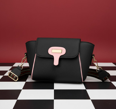 MUSRAT Black Sling Bag Latest Trend Party Wear Sling Bag with Adjustable Strap for Girls and Women's