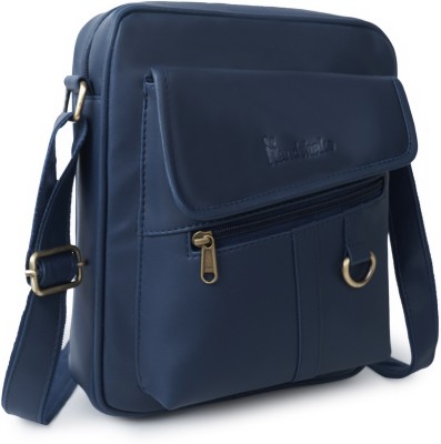 HANDSHAKE Blue Sling Bag Classy Unique Design Shoulder Crossbody Daily Use Office Sling bag For Men