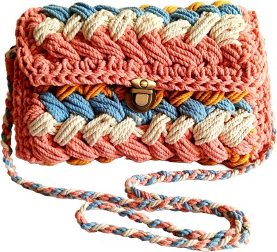 Art Tales Multicolor Shoulder Bag Colorful Macrame Crochet Womens Sling Handbag