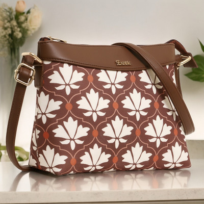 Exotic Brown, White Sling Bag Glen Plaid Sling Bag