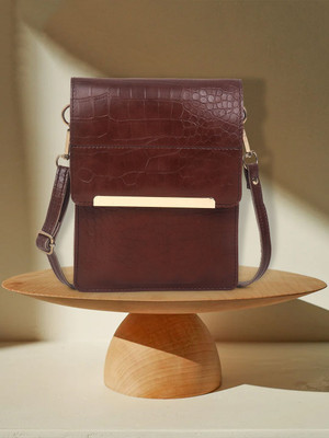 Rovok Brown Sling Bag Mobile Holder Pocket Sling Bag Wallet Hand Purse Crossbody For Girls