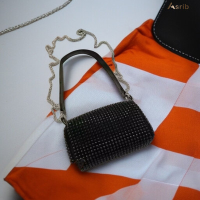Asrib Black Sling Bag Pearl Beaded Black Sling Bag