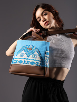 ENSAC Blue Sling Bag Women's Premium Cotton/ Full Sling Shoulder Bag | Ladies Purse Handbag