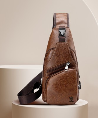 ELIOS Khaki Shoulder Bag Brown Trendy Shoulder Bag With USB Charging Adapter And Headphone Slot