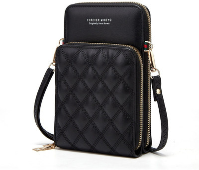 valerie Black Sling Bag Pu leather Mobile Clutch Purse Wallet
