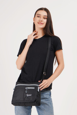 Lasso Black Sling Bag Stylish Multi-Pocket Crossbody Sling Bag For Women's and Girls