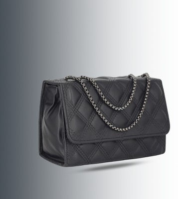GNCREATION Black Sling Bag Stylish Embroidered checks Nafa sling bag for women and girls