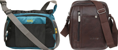 Blowzy Black, Blue, Brown Sling Bag College crossbody Travel Unisex Office Business Messenger Bag(Pack of 2)