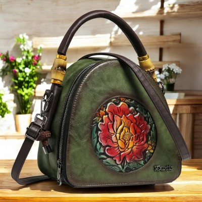 Exotic Premium Green Sling Bag The Unique Round Floral Embossed Shoulder/Sling Bag