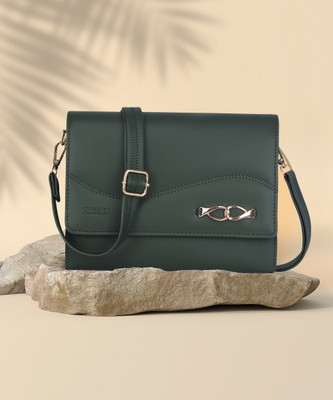 Reshu Green Sling Bag Women's Sling Cross-Body Bags With Adjustable Shoulder Strap & 3 pockets
