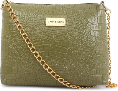 Mark & Keith Green Sling Bag Croc Patterned Cross Body Trendy Sling Bag For Women's