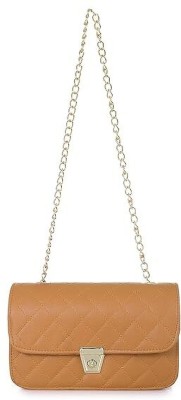 stepper Brown Sling Bag Cross-Body Sling Bag with Gold Chain