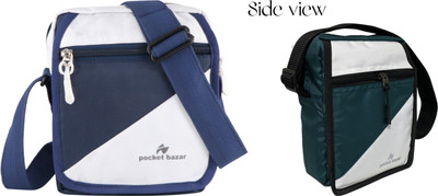 pocket bazar Blue, White, Green, White Sling Bag Stylish Cross Sling Bag(Pack of 2)