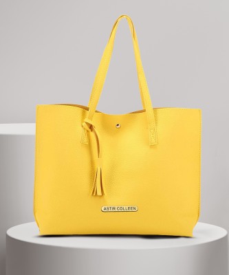 ASTIR COLLEEN Yellow Tote Vegan Leather Women's Tote Bag