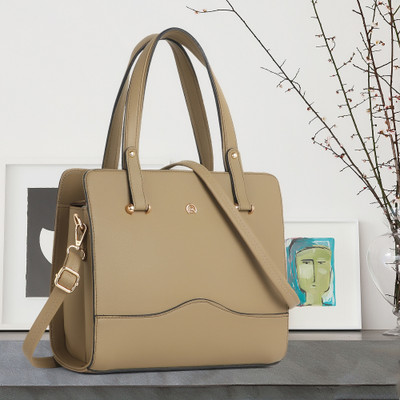 Martucci Beige Sling Bag Structured Handbag with Adjustable and Detachable Strap for Women