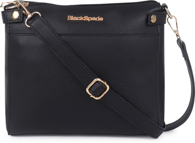 black spade Black Sling Bag Structured Solid Sling Bag- Extra Spacious Sling