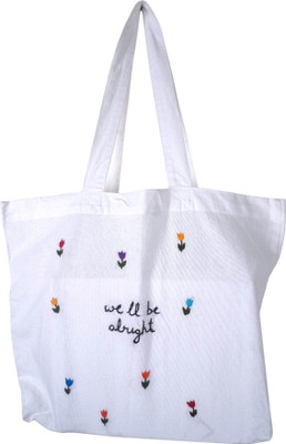 fashnita White Tote Tote Bags For Women Girls Canvas Handbag Zipper Large bag Fashion Bag All Usable