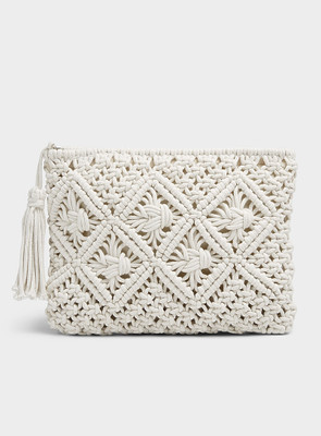 SAPPIERO Beige Sling Bag Macrame sling bag for women