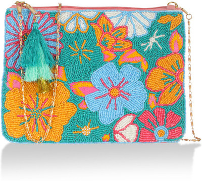 Priyaasi Multicolor Sling Bag Phool-hari Green Multicolor Zipper Pouch