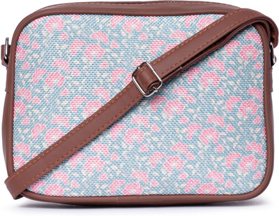 ZOUK Blue Sling Bag Chettinad Florals Sling Bag