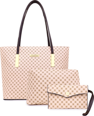KILLFE Pink, Brown Sling Bag Large Top Handle 3Pcs Handbag Set(Pack of 3)