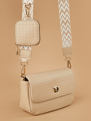 CODE by Lifestyle Beige Sling Bag Structured Sling Bag with Tasselled