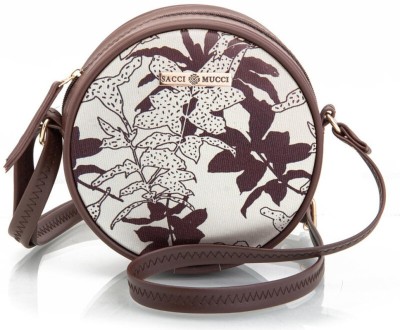 Sacci Mucci Brown Sling Bag Round Sling Bag, Printed Sling Bag,Women Sling Bag-Allamanda Floral Design Print