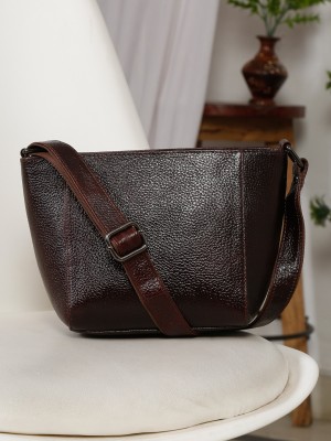 Teakwood Leathers Brown Sling Bag TEAKWOOD WOMEN'S SOLID BLACK SLING BAG