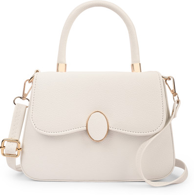 CLASKO White Sling Bag Stylish Vegan Leather Mini Handbag for Women | Purse for Women & Girls