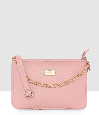 Dressberry Pink Sling Bag Juliette Stylish Crossbody Sling Bag with Metal Chain & Adjustable Strap