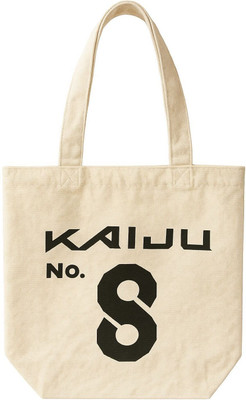 Lidloom Creations Beige, White Tote Kaiju No.8 Large Cotton Canvas Shoulder Tote Bag