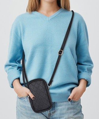 Pramadda Pure Luxury Black Sling Bag Stylish Mobile Leather Sling Bag For Women Latest Trendy Side Crossbody Purse
