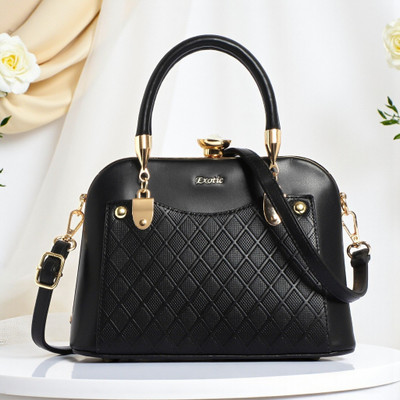 Exotic Black Satchel Diamond Elegance Sling & Clutch | Luxury Party & Wedding Bag