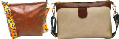 Dakota Brown, Beige Sling Bag SKU101(Pack of 2)