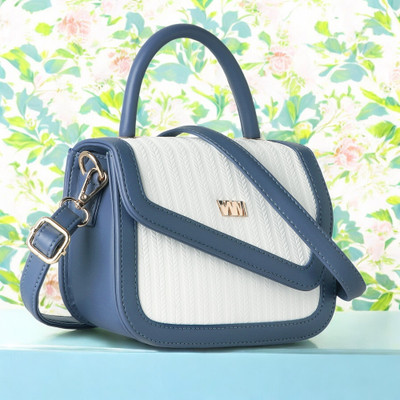 Women Marks Blue Sling Bag Multi Texture Plain
