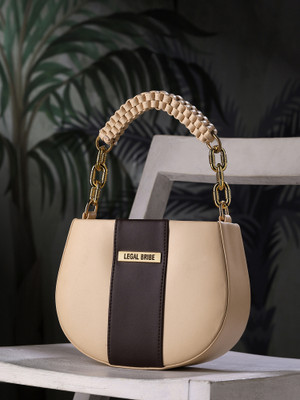 LEGAL BRIBE Beige Sling Bag Knitted Handle Sling Bag