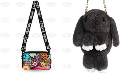 Nappmall Black, Multicolor Sling Bag Cute Cartoon Rabbit(Pack of 2)