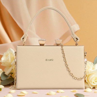 Exotic Beige Clutch Convertible Style Elegant Bridal Bag