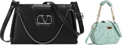 Zaxcer Black, Green Sling Bag Beautiful Sling Bags for women and girls(Pack of 2)