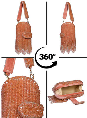 Swisni Pink Clutch Beautiful Golden Embroidered
